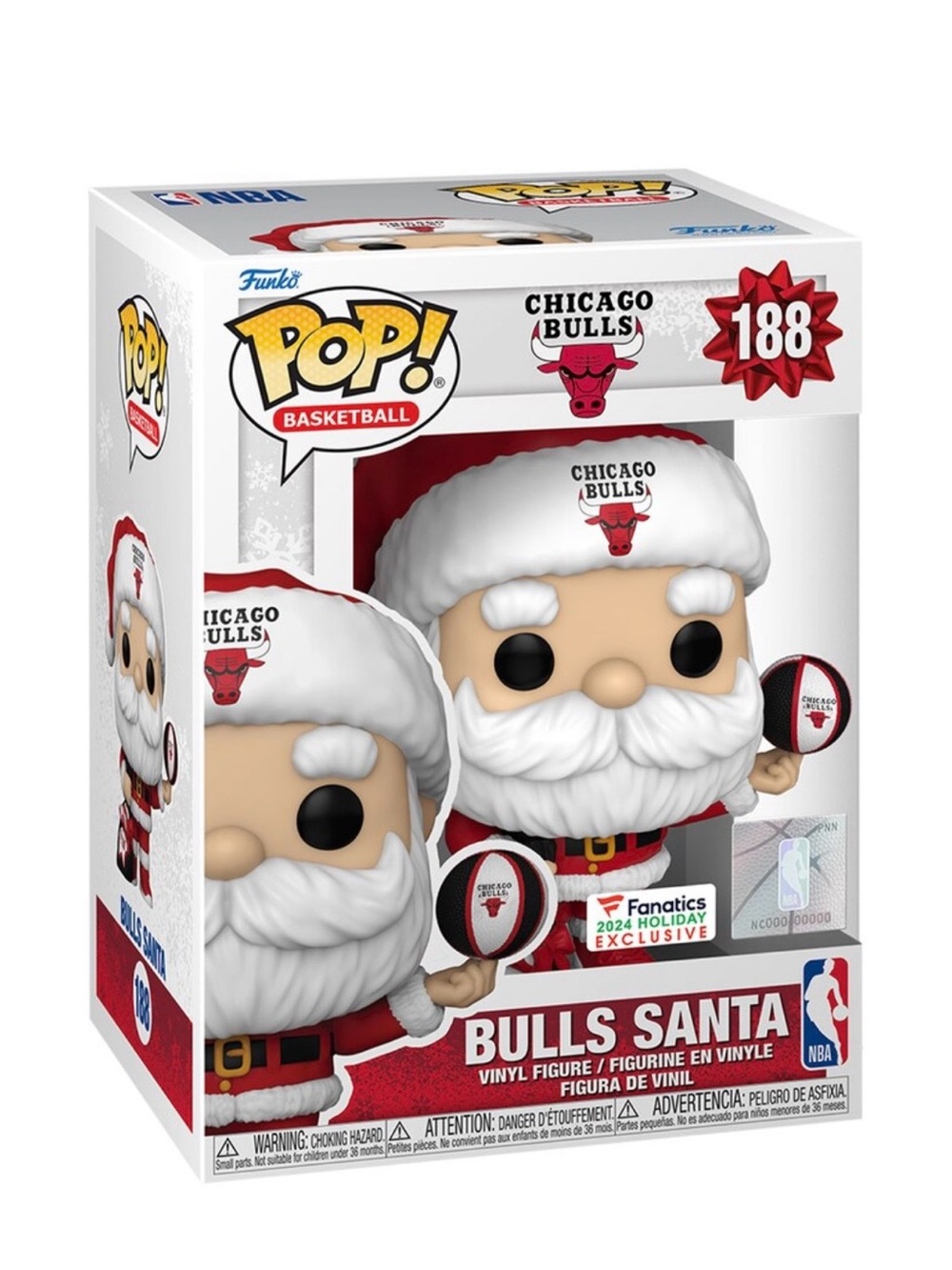 Funko Bulls Santa - White & Red Chicago Bulls Holiday Vinyl Figure